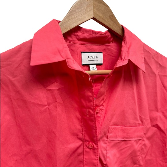 J.CREW Collection Feather Trim Poplin Coral Blouse - Picture 7 of 16
